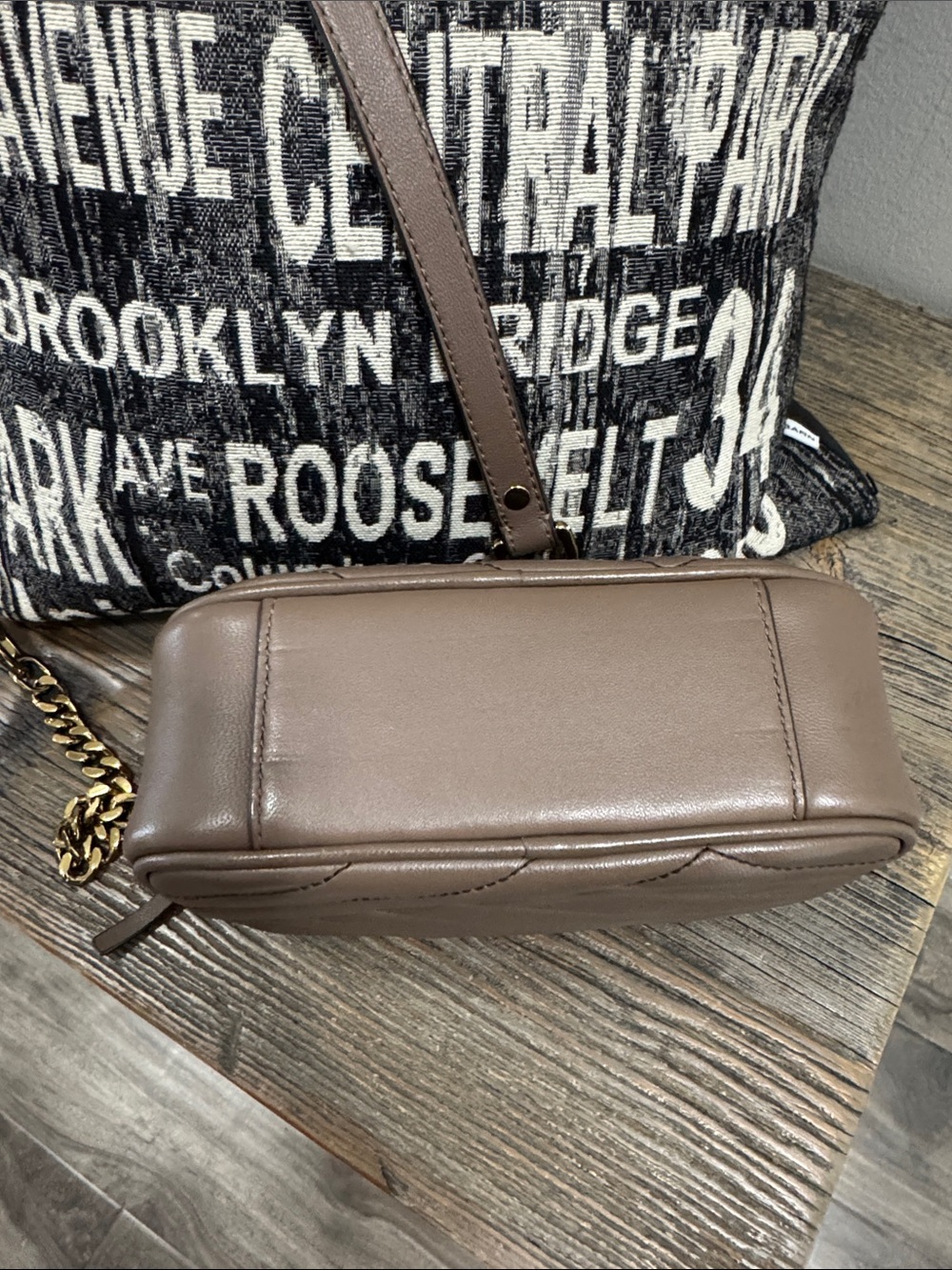 Tory Burch Taupe Quilted Leather Camera Crossbody with Gold Hardware - Picture 7 of 15